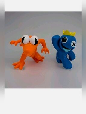 Set of 2 Rainbow Friends Toy Figures Blue & Orange 2.5"
